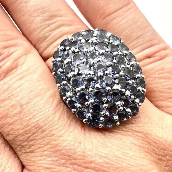 Chapel Zenray NF Womens Ring Sterling Silver Purple Tanzanite Cluster Size 9